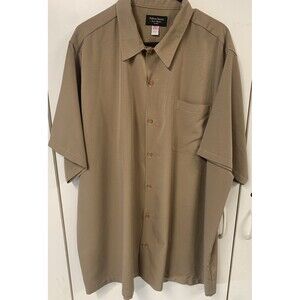 Vintage Fulton Street Shirt Works Button Down Sand Brown Size 2XLT Made In USA